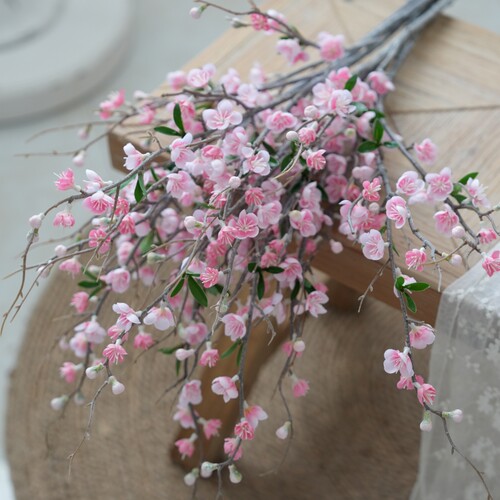 梅花枝假花摆件仿真花腊梅桃花客厅茶几摆设冬梅花束中.式家居装
