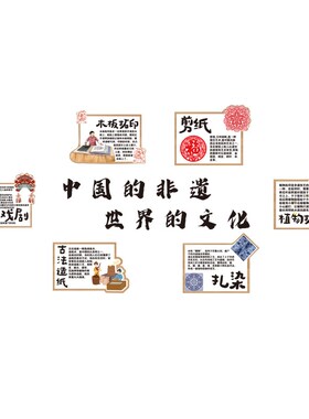 中国非遗传统文化幼儿园墙面装饰走廊环创主题成品托管班形象贴纸