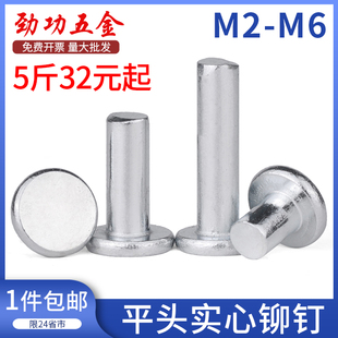 价铁镀锌平头实心铆钉GB109敲击式 平帽卯丁m2m2.5m3m4m5m6