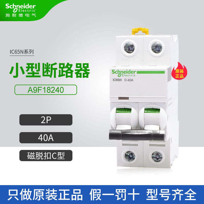 施耐德A9小型断路器A9F18240空气开关2P 40A家用微断C型iC65N