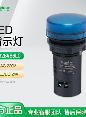 施耐德LED信号灯配电柜门电源指示灯XB2BVB6LC蓝色24V 220V VM6LC