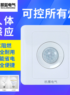 人体感应开关面板楼道延时220v红外线智能自动带光控led灯家用