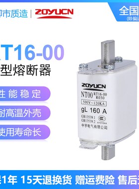 中宇ZOYUCN熔断体NT00 NT1 NT2 32A40A63A80A100A125A160A芯RT16