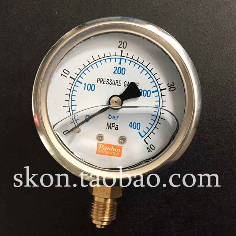 耐震压力表0-40MPA液压泵测试压力表0-400BAR油压表螺纹G1/4牙