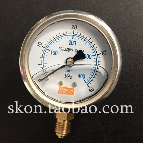耐震压力表0-40MPA液压泵测试压力表0-400BAR油压表螺纹G1/4牙