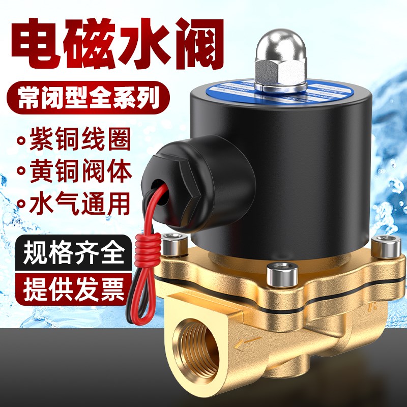 电磁阀水阀220V常闭水汽阀24V全铜直通自来水开关阀2分4分6分/1寸