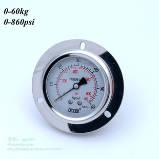 60KG液压表860psi气压表 前法兰压力表0 FTB 323.71埋入中孔充油式