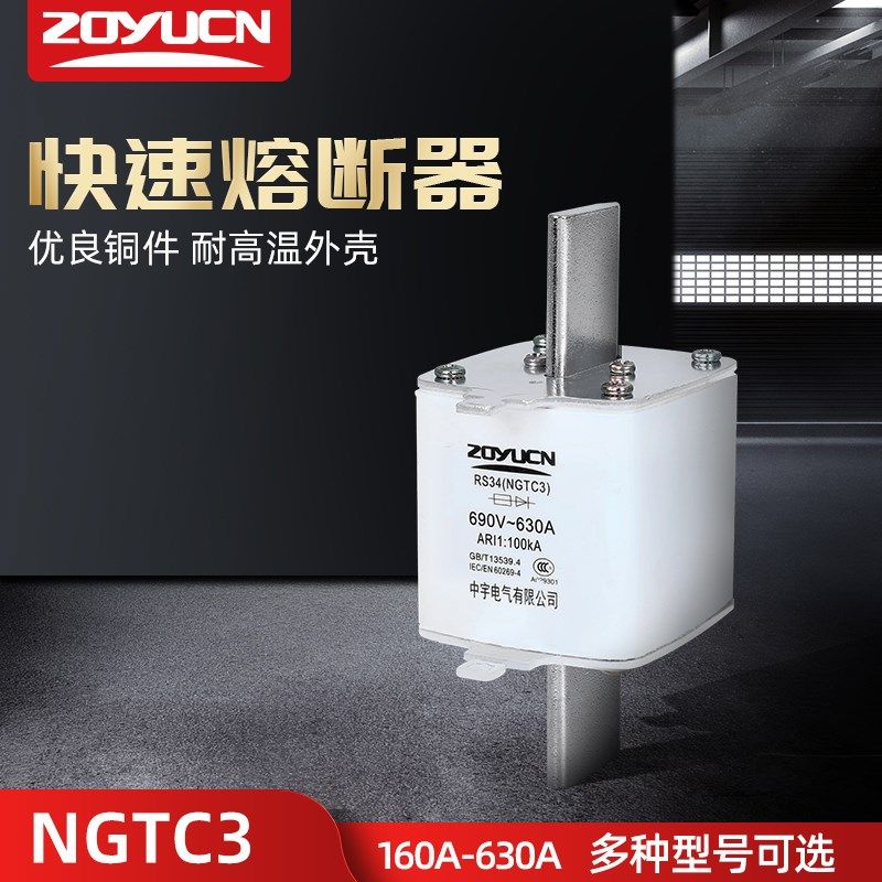 中宇ZOYUCN快速熔断器NGTC00 NGTC1 NGTC2 160A 250A 400A 630A