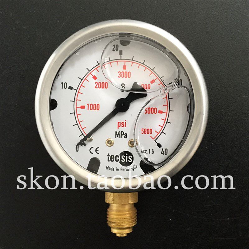 EN837-1S注液耐震压力表TECSIS油压表0-40MPA/5800PSI螺纹G1/4牙