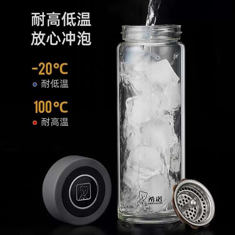 希诺单层玻璃杯高硼硅加厚大容量带滤网办公泡茶6087/6088/6089