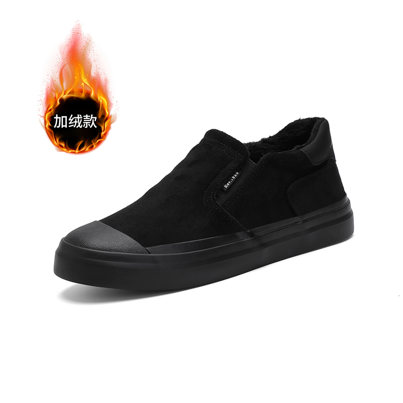 冬季加绒保暖男鞋绒面一脚蹬板鞋