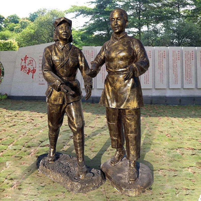 大型玻璃钢铸铜仿铜人物雕像定制校园浮雕民俗红军农耕牛雕塑摆件