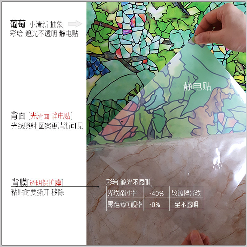 彩色玻璃纸加厚磨砂纸玻璃贴窗贴浴室玻璃门贴纸窗花纸透光不透明