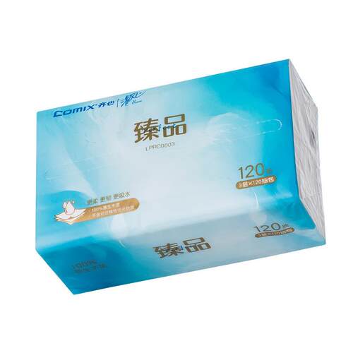 齐心 LPRC0003 臻品系列纸面巾 软抽纸 120抽 3层 48包整箱白