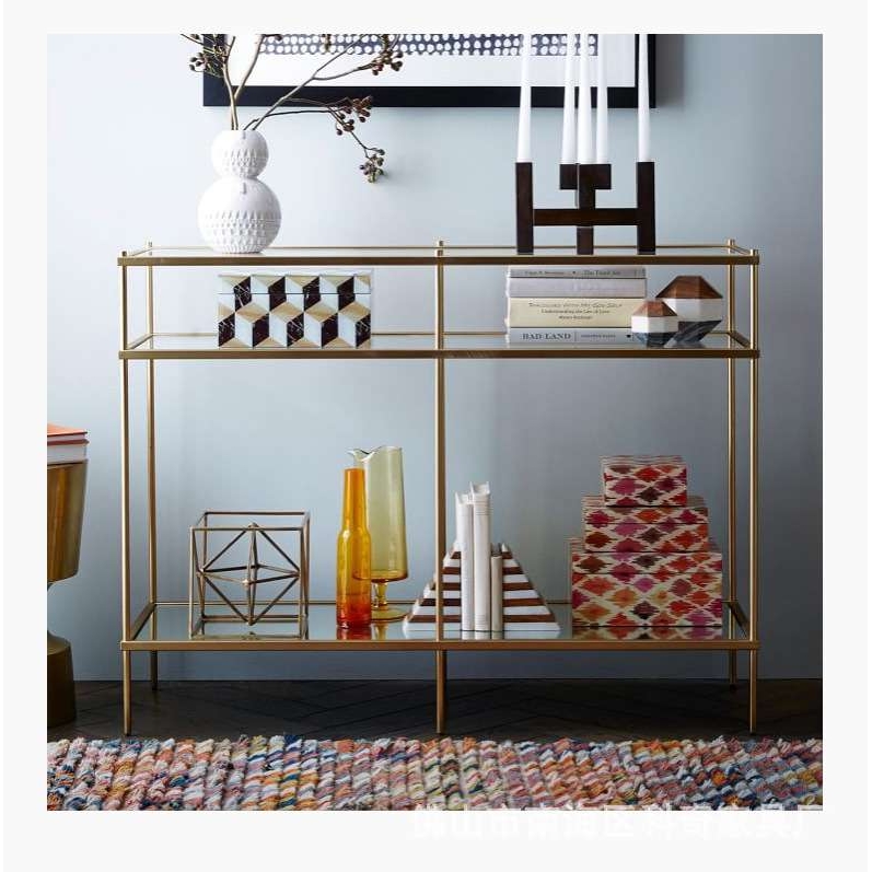 厂家直销  北欧极简玄关桌 豪华香槟金不锈钢边几 科期东冠B61