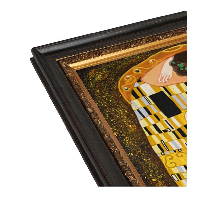 接吻克里姆特The Kiss油画酒店客厅挂画名画纯手工绘画欧式装饰画图片