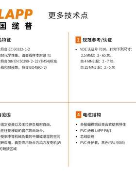 缆普电缆 LAPP ?LFLEX?CLASSIC 110 BK 黑色耐油RVV控制信号线