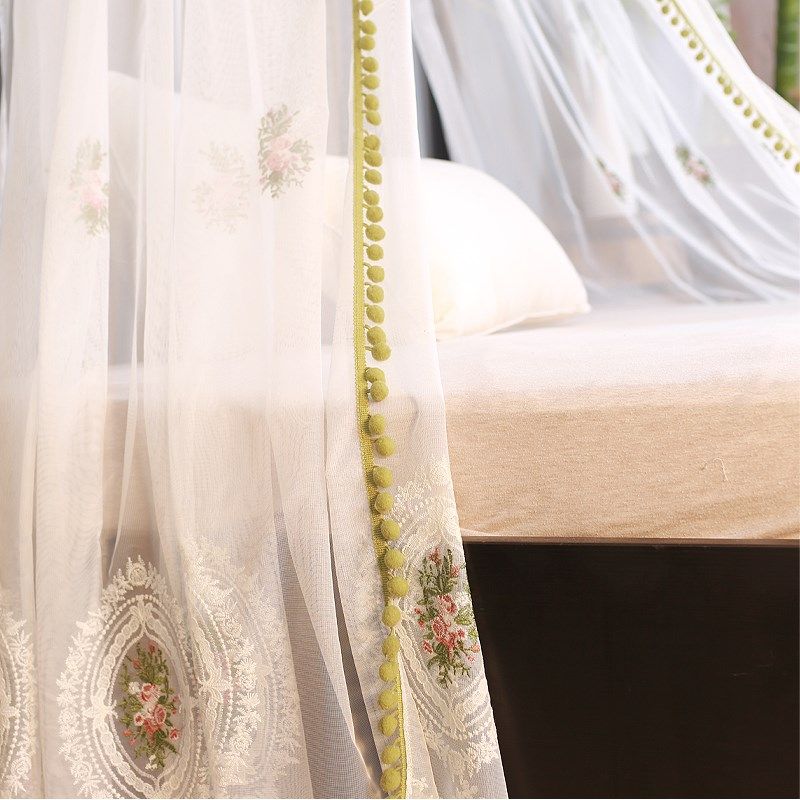 【定 制】鸢尾文艺玫瑰纱帘窗帘床幔橱窗帘纱幔蕾丝公主成品窗帘