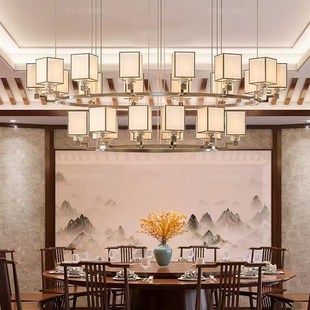 新中式酒店大堂宴会厅吊灯饭店包厢包间定制灯具新款网红餐厅吊灯