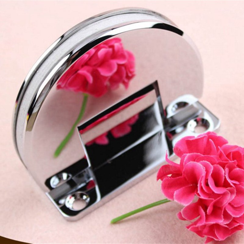 不锈钢玻璃夹浴室夹90度固定夹半圆弧形浴室夹双边玻璃门合页铰链