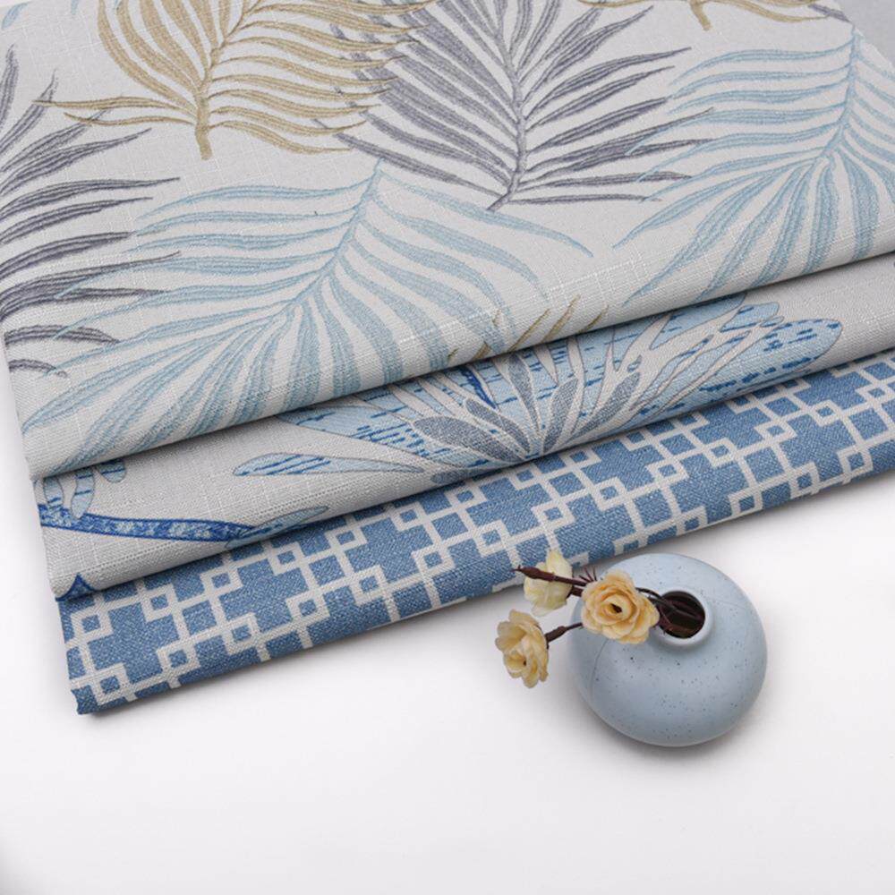 厂家现货棉麻沙发布料 涤纶亚麻竹节田园风格印花麻布