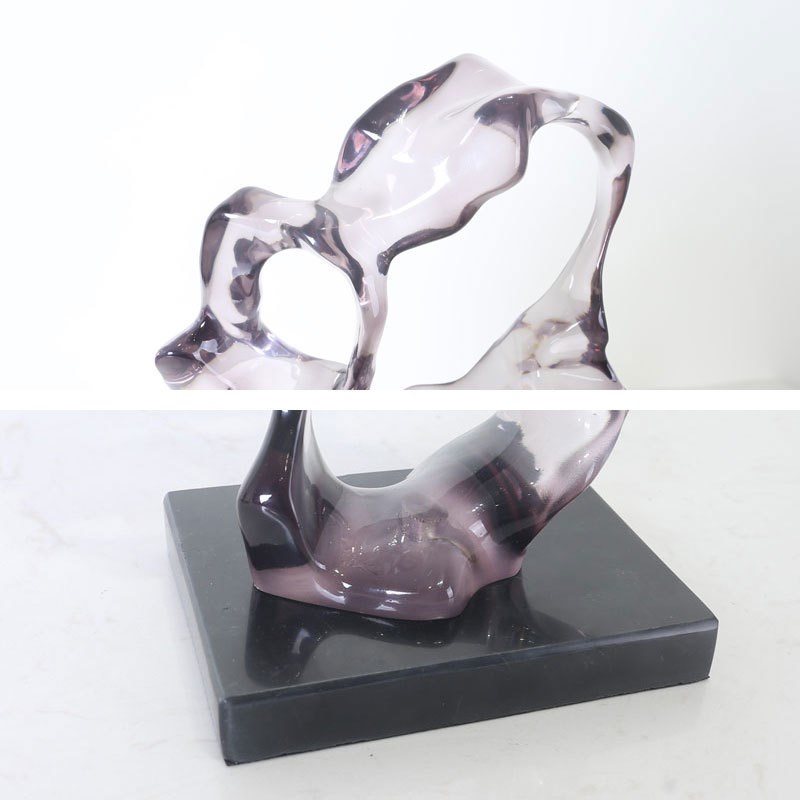 现代酒店玄关创意抽象摆件透明树脂太湖石雕塑别墅样板房软装饰品