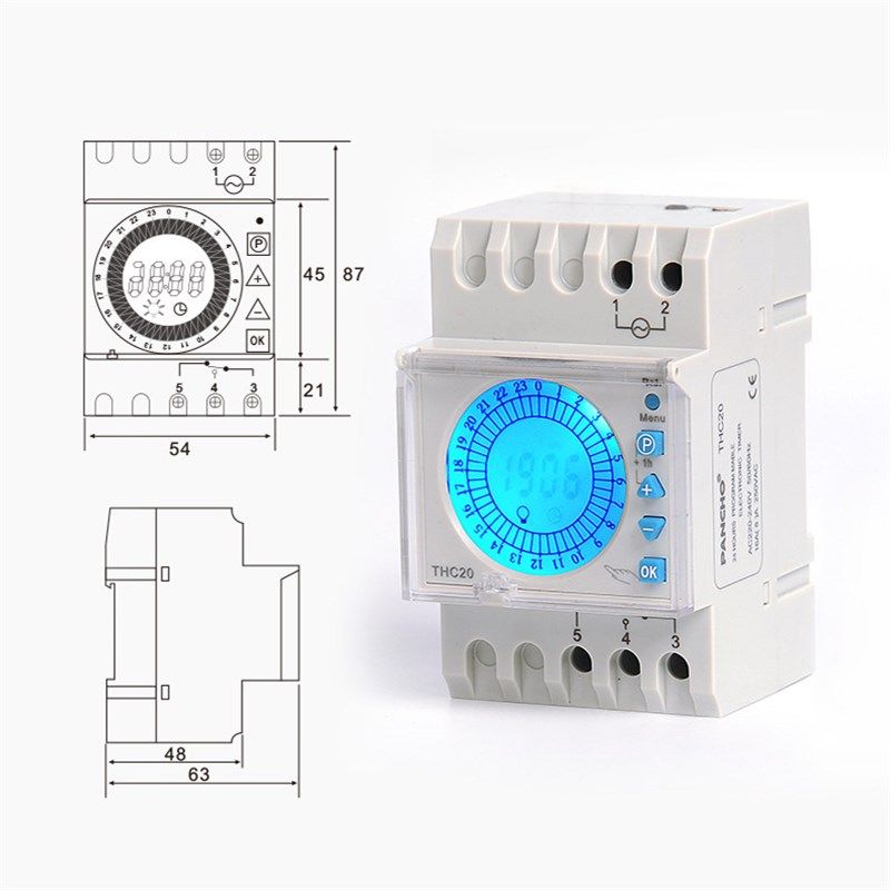 THC20-1C可编程48组定时开关DHC20带背光源显示出口型时控开关