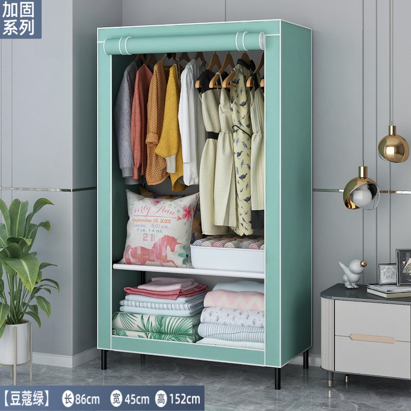 简易衣柜单人宿舍组装布衣柜家用卧室全钢架出租房收纳防尘品