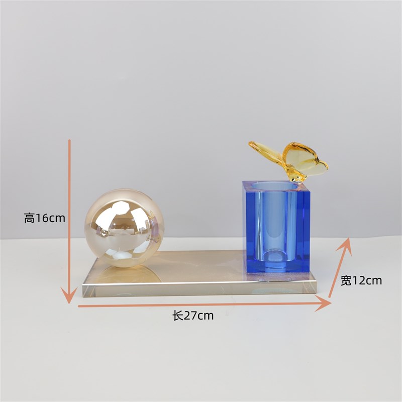 现代简约水晶笔筒创意时尚办公室书房教室客厅会议室卧室家居饰品