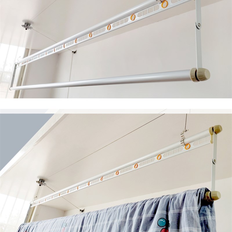 3YK凉衣架升降小阳台单杆晒被杆室内收缩单排晾晒衣架安装手摇晾