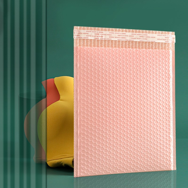 裸粉色共挤膜气泡袋三层复合膜带泡沫的快递袋防水防震物流包装袋