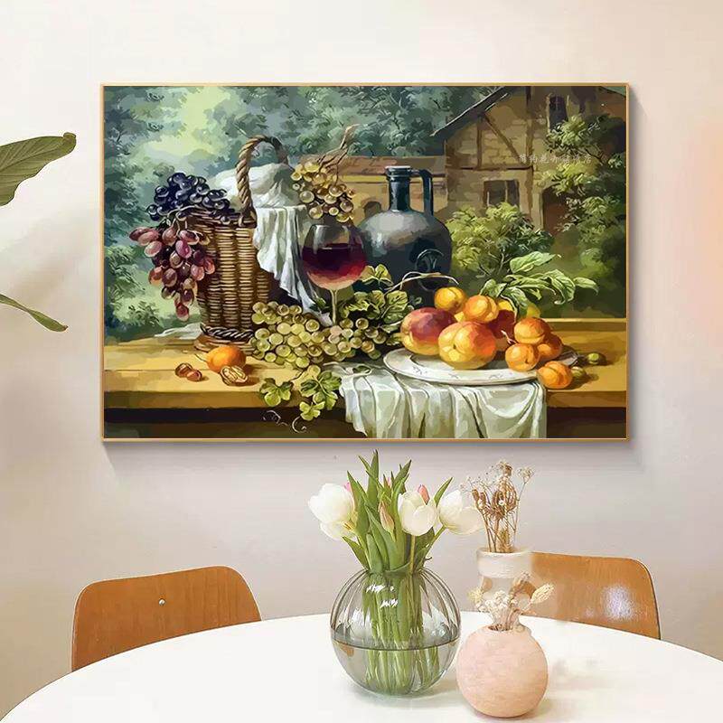 5D钻石画葡萄水果酒杯客厅餐厅欧式粘贴钻十字绣线绣满钻石绣饭厅