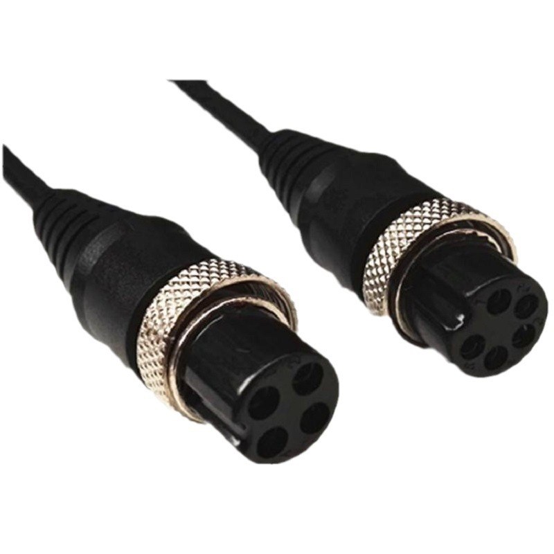 黑色航空头线M16公转公4P母转母5P线裸铜线现货深圳东河信号传输