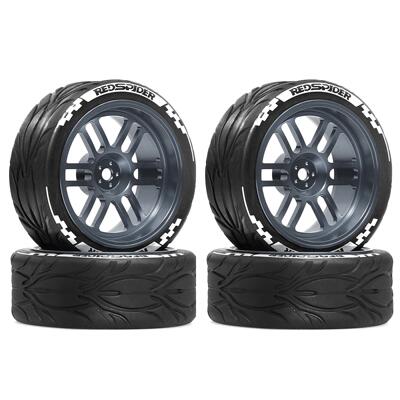 RS红蜘蛛1:10轮胎FW06金属轮毂XV02房车94123田宫TT01平跑胎R419