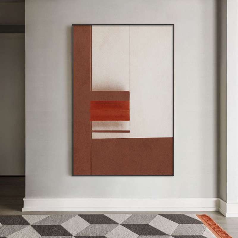 现代简约玄关装饰画走廊尽头建筑艺术挂画别墅过道入户竖版壁画图片