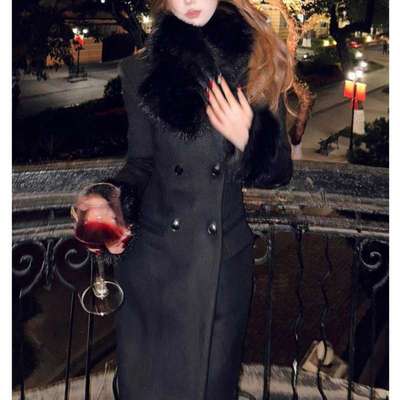 HiimDai 留洋大小姐 C位千金穿搭 沙漏收腰双面呢长款呢子大衣