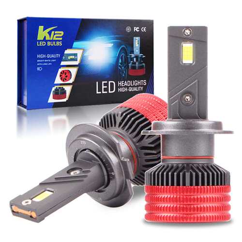 K12双铜管超亮60W汽车LED大灯H7灯泡改装H4远近一体9005H11前照灯
