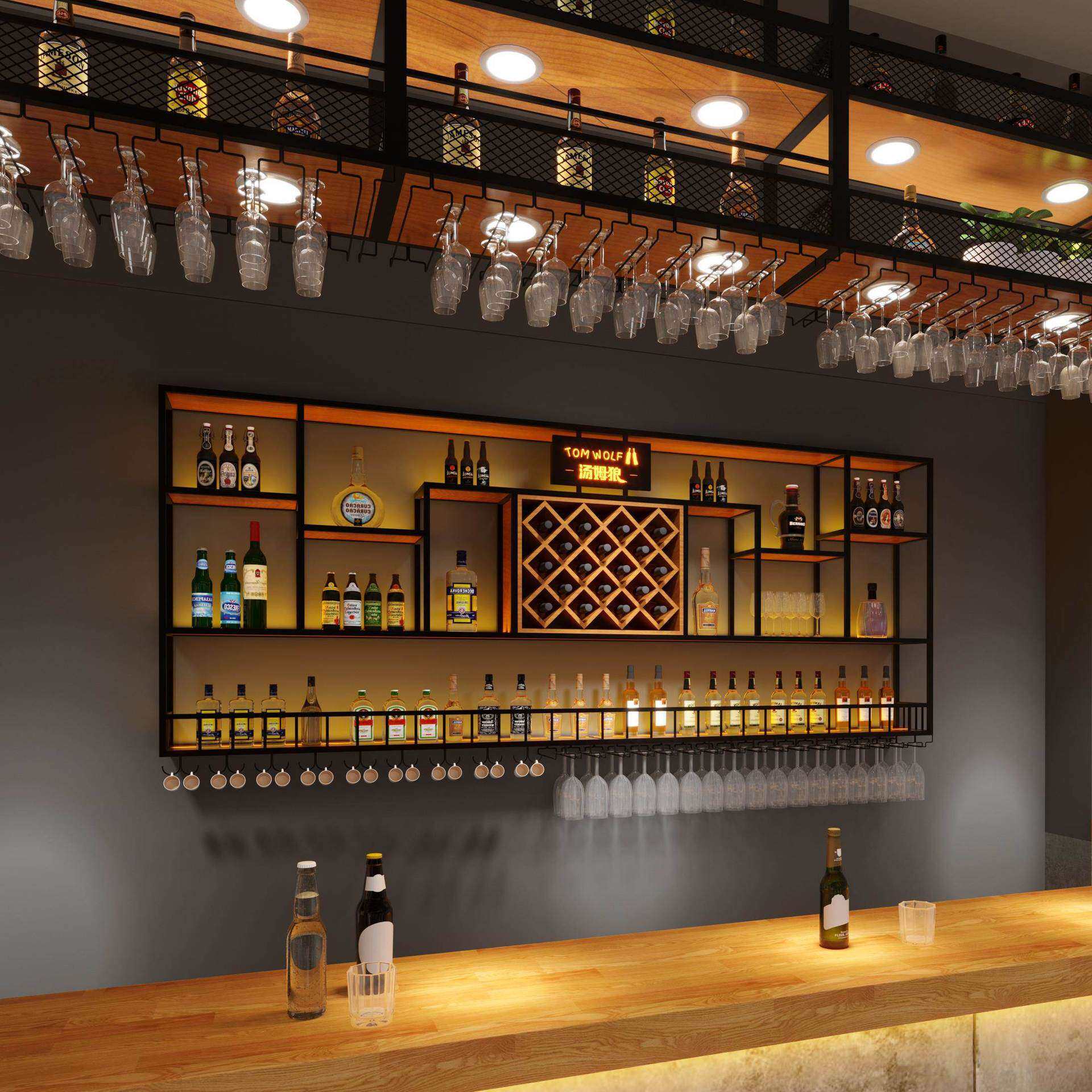 酒架壁挂酒柜置物架铁艺红酒架子展示架酒瓶工业风酒吧餐吊架