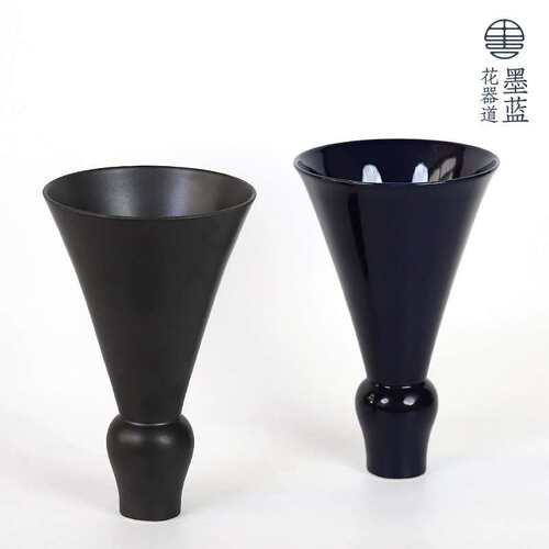 日式花道池坊生花立花线纹款标准花器陶瓷盆插花瓶器皿禅意摆件