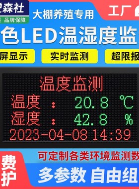 农业大棚环境显示屏温室仓库温湿度监测种植土壤O2光照CO2检测仪