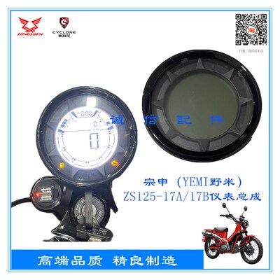 宗申(YEMI野米)ZS12517A/17B仪表总成 显示屏 码表中控屏