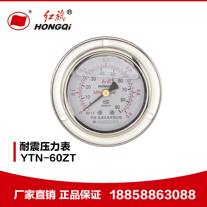 厂家直销 红旗仪表 耐震防震抗震压力表 YTN60ZT 充油压力表