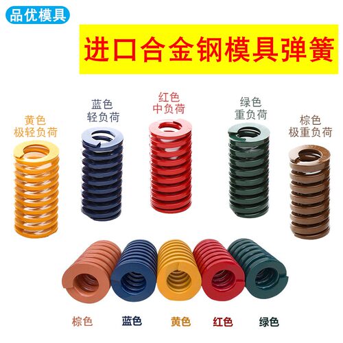 进口合金钢国产65Mn模具弹簧矩形扁线压缩黄蓝红绿棕茶色模具配件