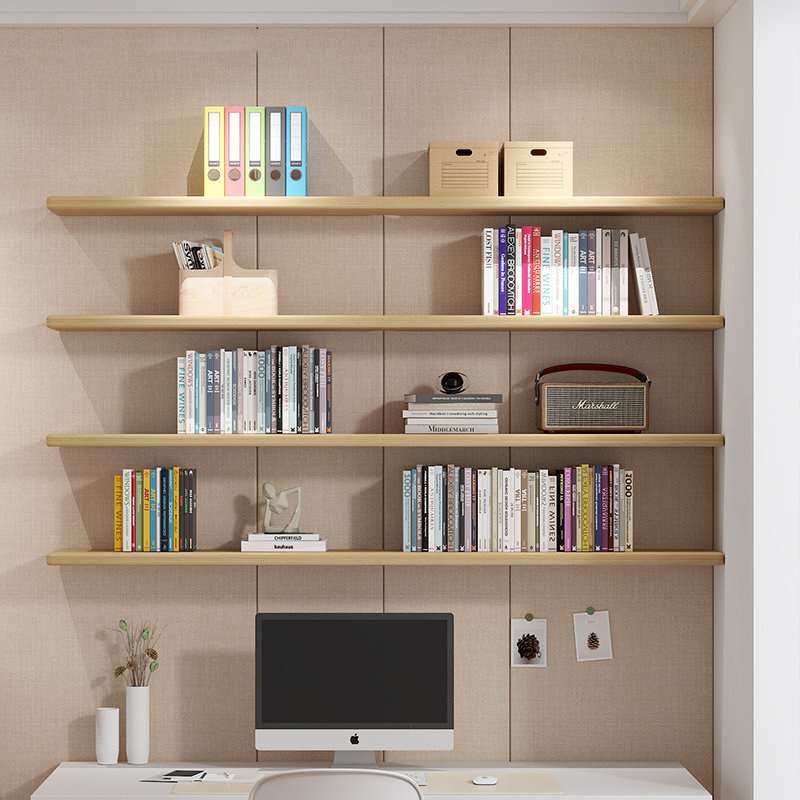 墙上置物架实木一字隔板免打孔收纳书架搁板墙面装饰壁挂式展示架