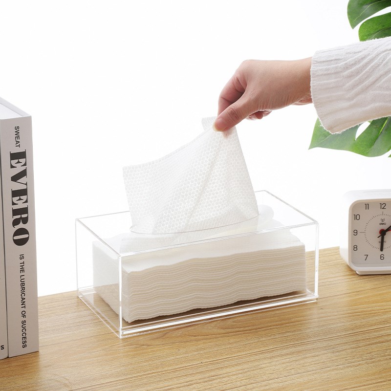 透明亚克力抽纸盒 抽拉式餐厅桌面纸巾盒 家用亚克力纸巾盒