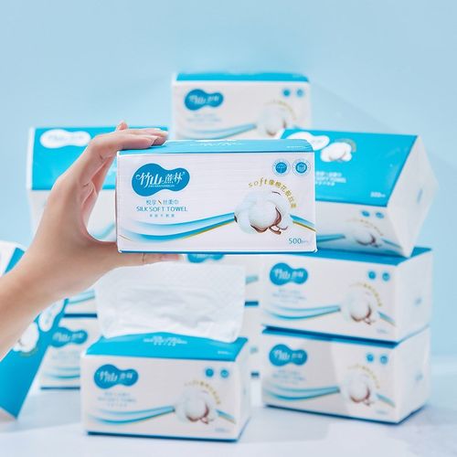 竹山蔗林抽纸中号可湿水500张8包大号面巾纸家用实惠装纸巾原木