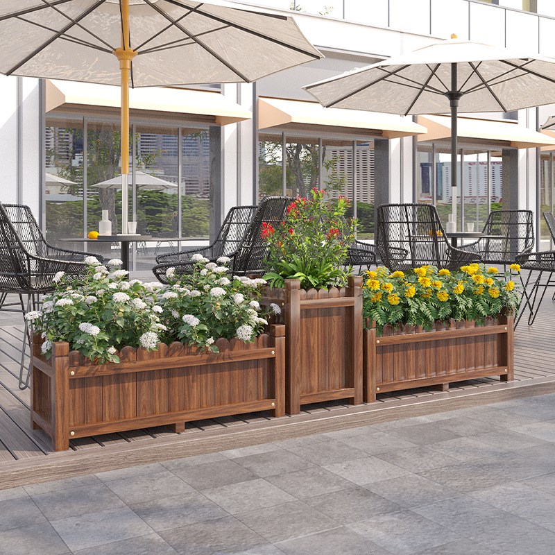 户外庭院防腐木花箱种植箱实木阳台种菜箱花园家用花盆长方形花槽