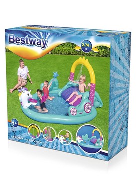 Bestway53097公园水池儿童戏水池喷水池滑梯游泳池充气游泳池