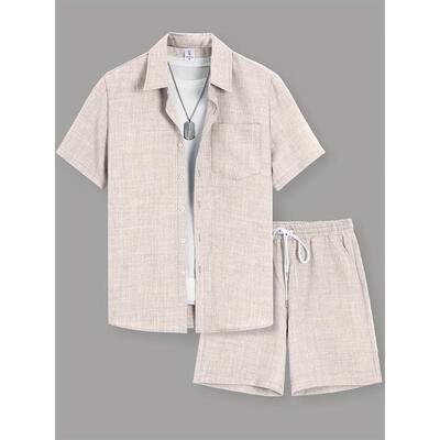 跨境Men'S Casual Summer Outfit Featuring a Collared Short