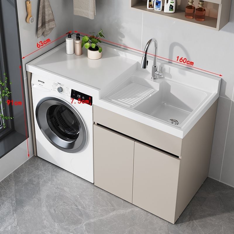 Kxh阳台洗衣柜一体台盆高低洗衣池组合洗衣柜蜂窝铝整板切角现做